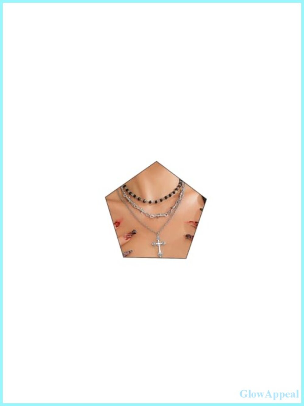 Gothic Cross Layered Necklace Y2K Punk Halloween Jewelry for Women